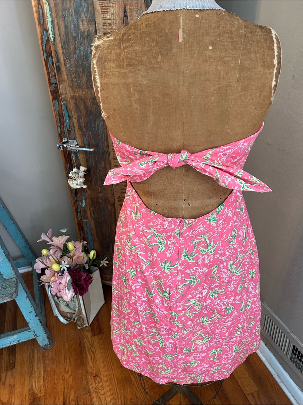 Lilly Pulitzer Pink Tropical Strapless Sundress | Size 12 - Vintage 1990’s - Picture 4 of 13
